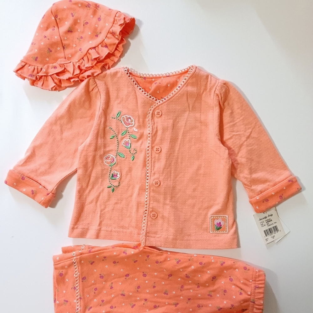NWT Orange Floral Baby Outfit Set 3-6 M